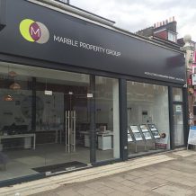 Aluminium and glass shop front for estate agent